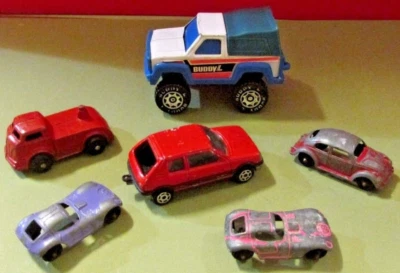 VINTAGE DIE CAST CARS TRUCKS BUDDY L MAJORETTE PEUGEOT METAL LOT OF 6 VEHICLES - Image 1 of 4