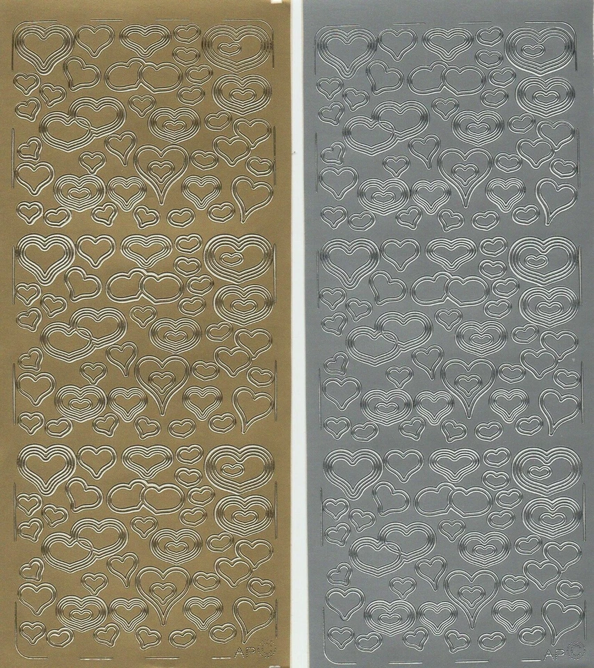 "Heart Shapes" Peel Off Outline Sticker Card Making Craft Hobby - 138 - Image 1 of 1