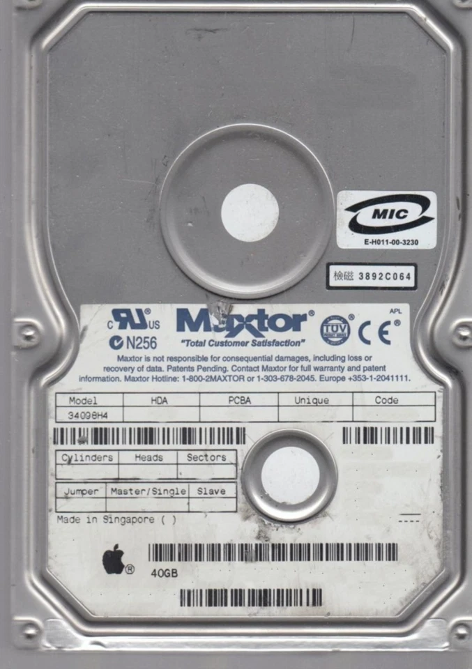 40 GB Ide Maxtor Diamondmax VL40 34098H4 P-Ata 5400rpm 2MB HDD 3.5 " Hard Drive - Image 1 of 1