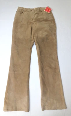 Pantalones Isaac Mizrahi de Cuero Genuino para Mujer Gamuza Sienna Bootcut Talla 6 Nuevos con Etiquetas Foto 1 de 4