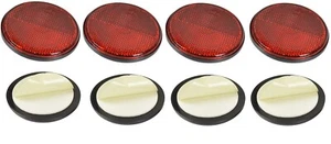 4 x Round Red Adhesive Reflector Circular Stick Van Trailer Truck Car Bike Gate - Picture 1 of 4