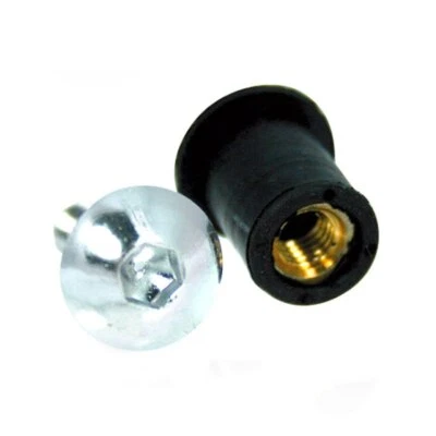 Vite M5x15 in Ergal ARGENTO + Gommino Filettato per Carene / Cupolini Moto - Immagine 1 di 2