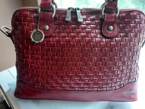 Patricia Nash Leather Augusta Woven Red Bag Handbag Purse Limited ED 300 Made