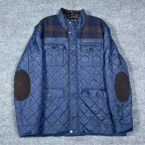 Cole Haan Herren XXL blau gesteppt gefüttert Wollmischung Reißverschluss Cord Ellenbogen Patch Jacke - Bild 1 von 6