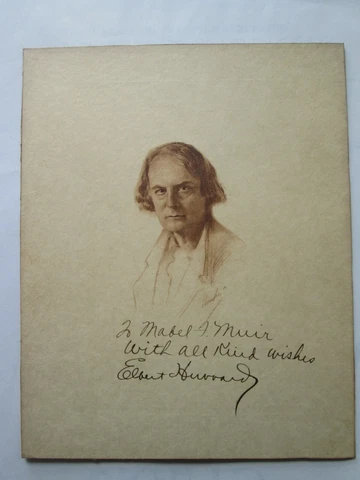 ONE (1)  ELBERT HUBBARD SIGNATURE, COPPER ENGRAVED BUST POTRAIT, to MABEL MUIR Cover