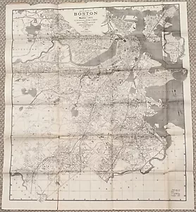 Antique 1915 Boston city MAP Heliotype Printing Co. Sampson & Murdock Co. - Picture 1 of 7