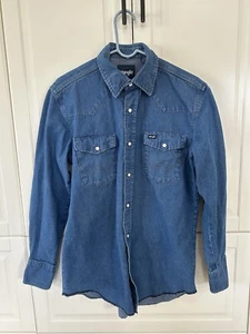 Wrangler Hemd Herren Large Long Tails Pearl Snap Denim Western Langarm Gr. M - Bild 1 von 9