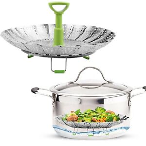 Stainless Steel  kitchen Basket Vegetable Seafood Cooking Steamer 7"- 11" inch