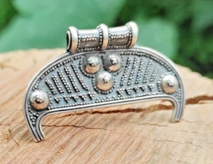 Slavic Pagan Lunula Replica Pendant, Kievan Rus Crescent Moon Silver Amulet - Picture 1 of 3
