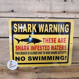 WARNING SHARKS, Sign, sharks, boats, fishing, no swimming, warning, pool signs - Picture 1 of 2
