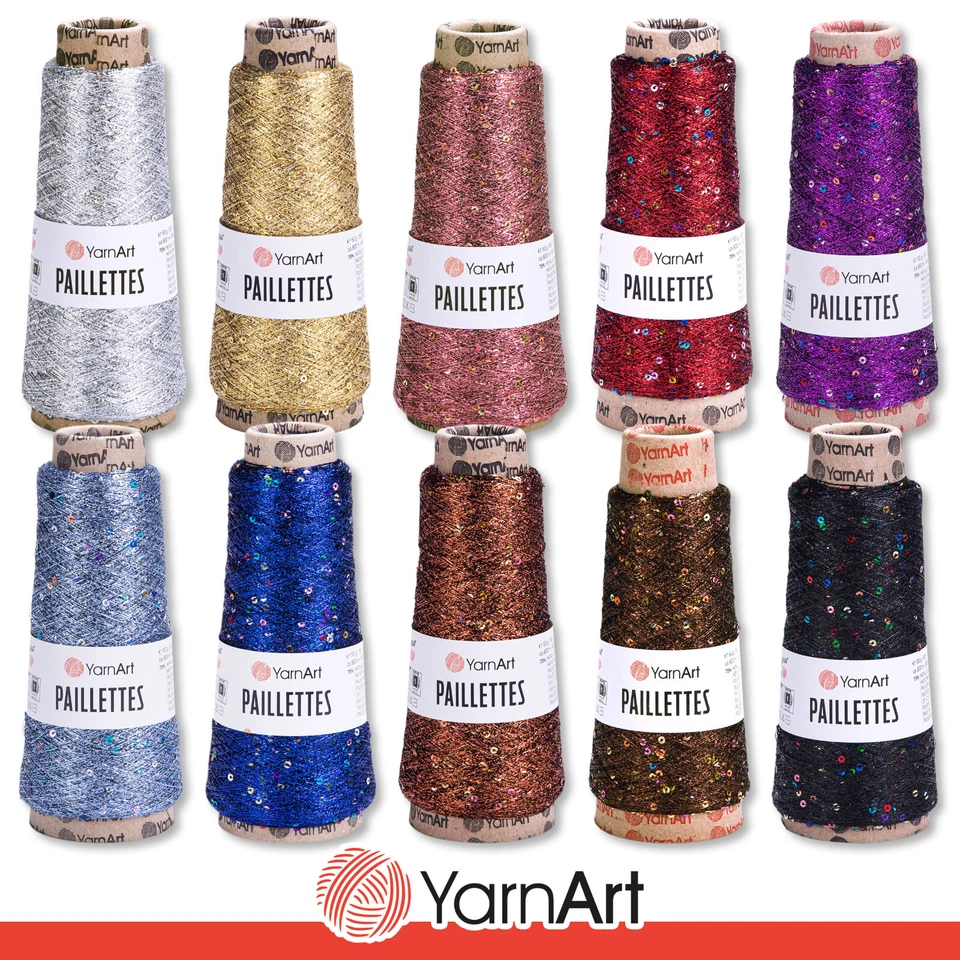 YarnArt 50 g Paillettes Effektgarn metallic Stricken Häkeln Wolle Garn 10 Farben - Bild 1 von 1