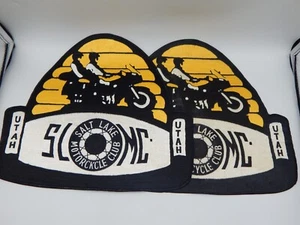 2 LARGE VTG 1970'S UTAH - BEEHIVE STATE - SALT LAKE MOTERCYCLE BACK PATCH EF666 - Picture 1 of 10