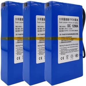 3 x DC 12V Rechargeable Portable Li-ion Battery Pack 9800mAh DC1298A with Plug - Picture 1 of 8