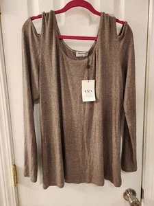 LNA Clothing Long Sleeve Cold Shoulder Plus Size 3X Womens Brown Top - Picture 1 of 5