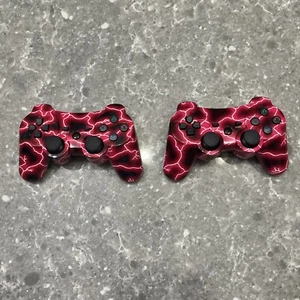 Playstation 3 Wireless Controller Pair Unbranded Lightning Red - Picture 1 of 5