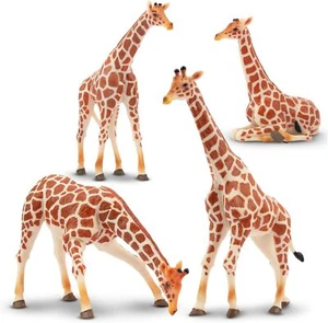 4PCS Statuine Giraffa Realistiche con Cucciolo di Giraffa, 2-6" Plastica Animale della Giungla... - Foto 1 di 2