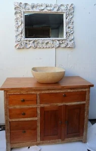 Mobile bagno o porta TV in Teak massello cm 100x45x75h con ante e cassetti o p - Imagen 1 de 7