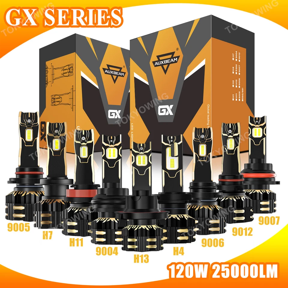 AUXBEAM Canbus LED Headlight Fog Bulbs Kit Turn Signal Parking Back Up Light DRL - Image 1 of 4