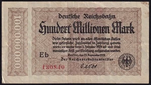 Germany Berlin 100 Million Mark 1923 Vintage Emergency Paper Money Banknote VF - Picture 1 of 2