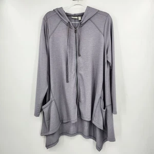LOGO Lori Goldstein Long Sleeve Full Zip Tunic Jacket Womens Size Large Gray - Picture 1 of 6
