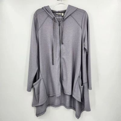 LOGO Lori Goldstein Long Sleeve Full Zip Tunic Jacket Womens Size Large Gray - Image 1 of 4