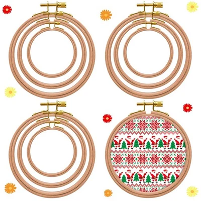 9 Pcs Mini Beech Wood Embroidery Hoops Sizes from 4 Inch to 6 Inch Frame Circ... - Image 1 of 4