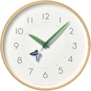 Lemnos Wall Clock Analog Natural Wooden Ageha Butterfly SUR18-16 natural color - Picture 1 of 7
