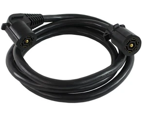 Double-End 7 Way Plug Inline and Elbow Trailer Cord (Black, 8-Feet) - Picture 1 of 2