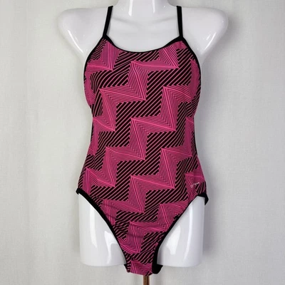 Maiô Dolfin feminino peça única rosa preto geométrico atlético - Imagem 1 de 4