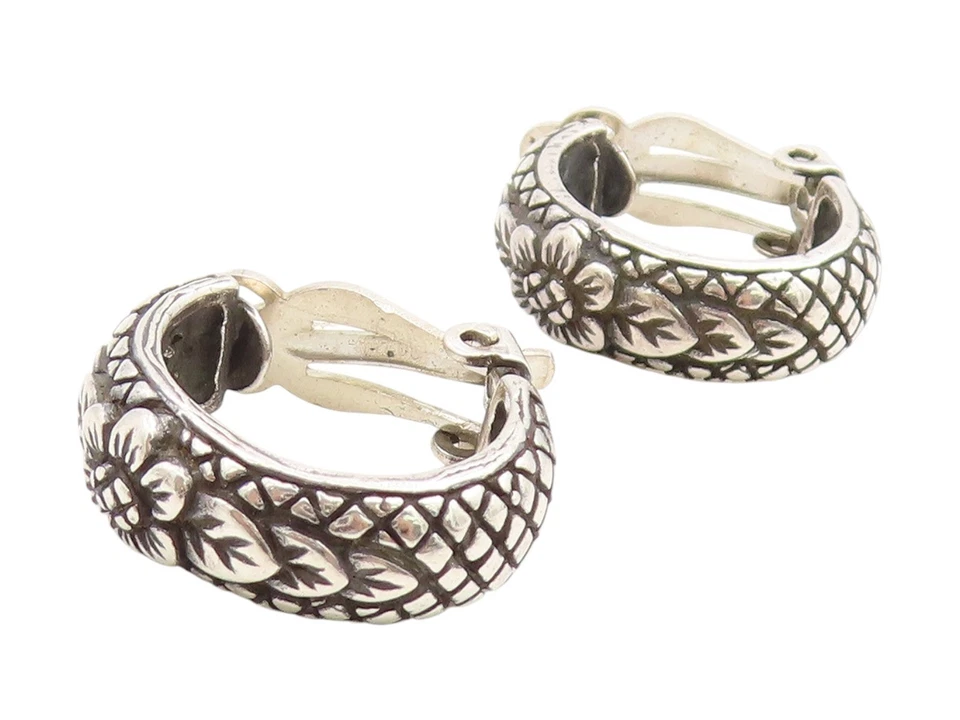 Pendientes vintage de plata de ley 925 STEPHEN DWECK clip de aro floral EG13788 Foto 1 de 4