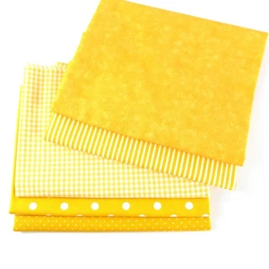 Stoffpaket GELB Baumwolle 5 x 30 x 140 cm  ÖkoTex 100 Batik Tupfen Streifen Karo - Bild 1 von 2