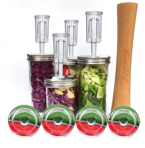 Kit completo de fermentación de tarro de albañil - libra de chucrut + pesas de vidrio de 4 piezas... - Imagen 1 de 7