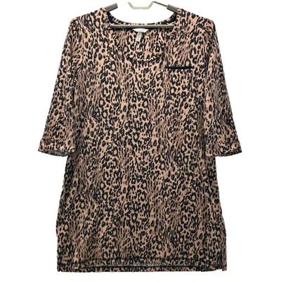 Soma Sleep Dress XL Leopard Print Longe Warm Comfy Loose Neutral Animal Print - Image 1 of 4