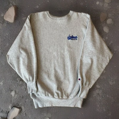 Moletom Vintage Champion Tecido Reverso XL Cinza Anos 90 Pulôver de Lã Pesado - Imagem 1 de 4