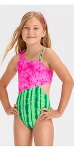 Little Girls Size Small 6/7 Watermelon Themed Swimsuit Cat & Jack Target - Picture 1 of 8