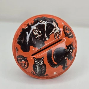 Ruido Salem Bruja Halloween gato negro lata fabricante de ruido de colección calabaza antigua - Imagen 1 de 8