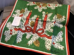 2076🌟Vintage Holiday Christmas Candles The Ryans Linen Towel 15.75”x28” UNUSED - Picture 1 of 7