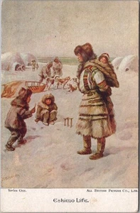 Postal HARDY firmada por artista de la década de 1910 "Eskimo Village" All British Picture Co. - Imagen 1 de 2