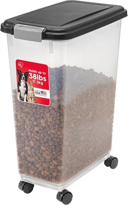 IRIS USA Airtight 狗粮储存容器,最大 38 磅,可连接车轮... — 第 1/4 张图片
