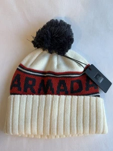 Armada Hat Beanie Jacquard Knit Pom OSFA Blanc White Black Red Winter Ski Cap - Picture 1 of 7