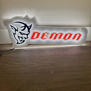 Large Dodge Demon Sign Backlit Dodge Demon Challenger Sign Dodge Hellcat SRT - Picture 1 of 10