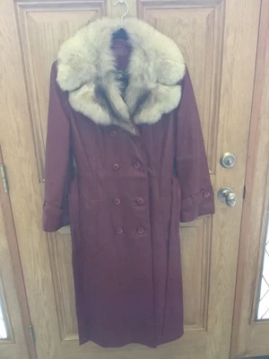 Бургундская кожа Dan Di режимы Тренч лисий меховой воротник женщин с подкладкой 70-х читать - Изображение 1 из 4