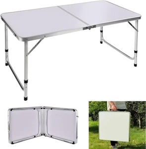 Aluminum Folding Table Portable Adjustable Height 120x60cm Outdoor Picnic Campin - Picture 1 of 8