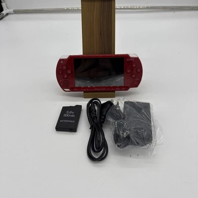 Sony PSP-2000 PSP 2000 Console Red Region free w/adapter, battery - Very Good - Image 1 of 4