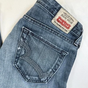 Big Star Jeans Women 27R Mia Boot Dark Wash Thick Stitch Stretch Whiskered - Picture 1 of 12