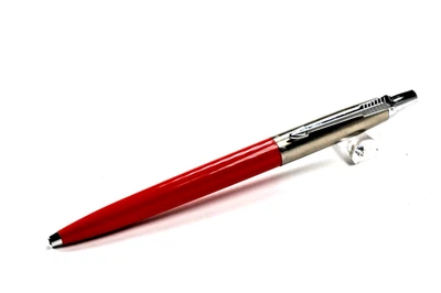 PARKER JOTTER BALLPOINT PEN RED  BRASS THREADS MADE PRE-1981 ROUNDED TOP  USA - Image 1 of 4