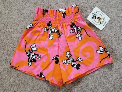 Pantalones Cortos Vintage Años 80 Mickey And Co Nuevos con Etiquetas Niñas Pequeñas Cintura Elástica Algodón Talla 4t Foto 1 de 4