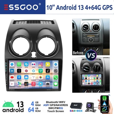 DAB+ Android Autoradio 4+64G Carplay Für Nissan Qashqai J10 2007-2015 Kam GPS FM - Bild 1 von 4