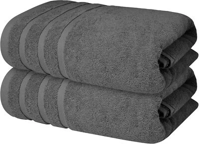 Conjunto de 2 toalhas de banho luxuosas 100% algodão absorvente macio secagem rápida 27x54 branco spa - Imagem 1 de 4