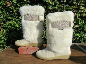 Oscar Sports White Faux Fur Leather Apres Taiga Boots Size 39 Made in Italy - Picture 1 of 7